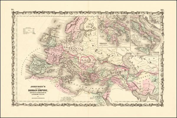 87-Europe, Balkans, Italy and Mediterranean Map By Alvin Jewett Johnson  &  Ross C. Browning