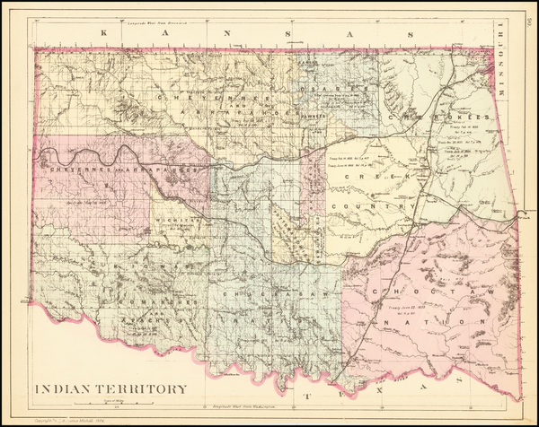 56-Oklahoma & Indian Territory Map By Samuel Augustus Mitchell Jr.