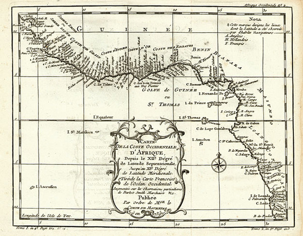 88-Africa and West Africa Map By Jacques Nicolas Bellin