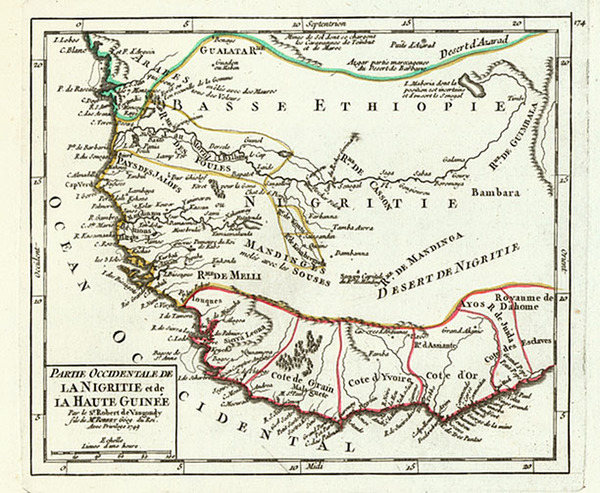 30-Africa and West Africa Map By Gilles Robert de Vaugondy