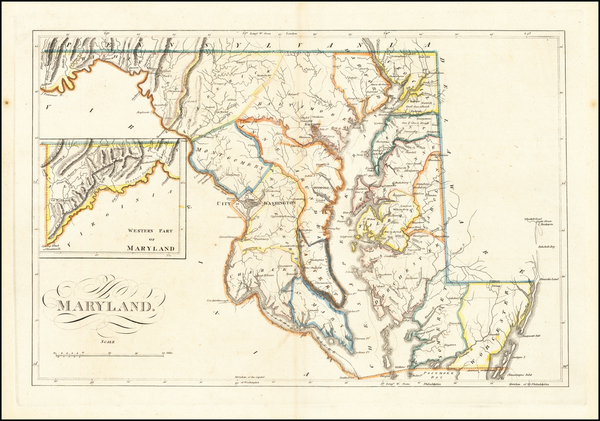 98-Maryland Map By Mathew Carey