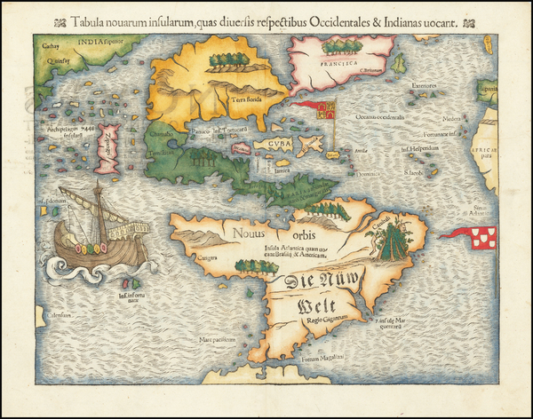 28-Western Hemisphere, North America, South America, Pacific and America Map By Sebastian Munster