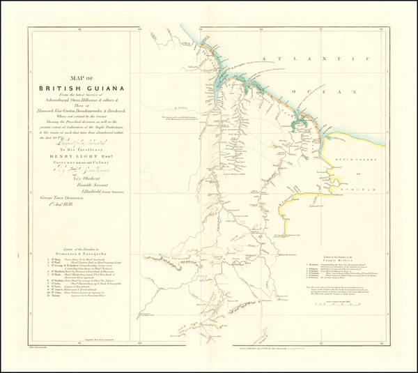 4-Guianas & Suriname Map By John Arrowsmith