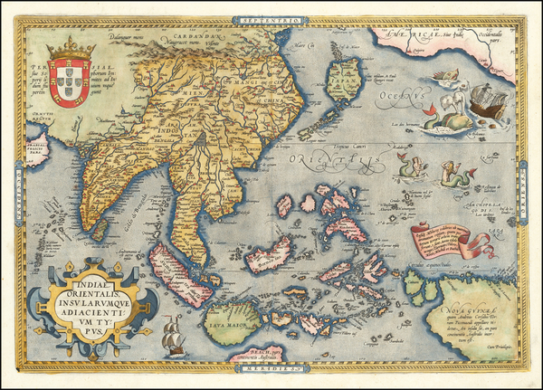 37-China, Japan, India, Southeast Asia, Philippines, Indonesia and Malaysia Map By Abraham Orteliu