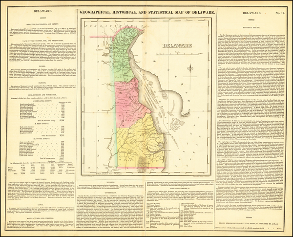 100-Delaware Map By Henry Charles Carey  &  Isaac Lea