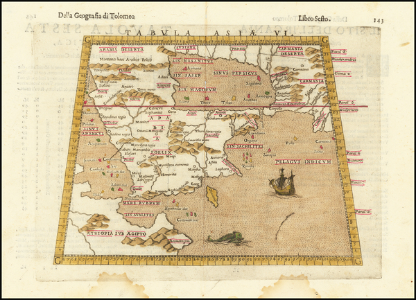 22-Middle East and Arabian Peninsula Map By Girolamo Ruscelli