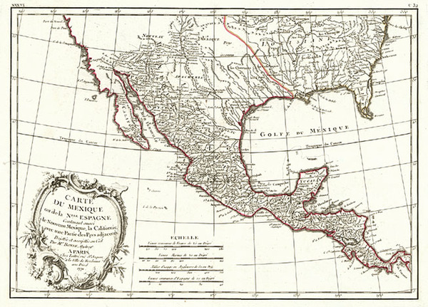 39-South, Southeast, Southwest and Mexico Map By Rigobert Bonne