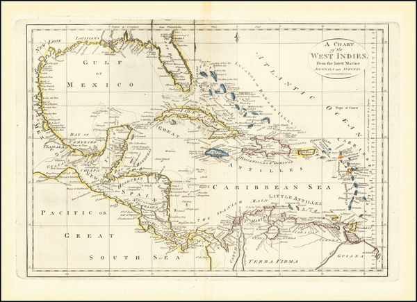 14-Caribbean Map By Mathew Carey