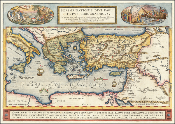 39-Mediterranean, Middle East, Holy Land, Turkey & Asia Minor and Greece Map By Abraham Orteli