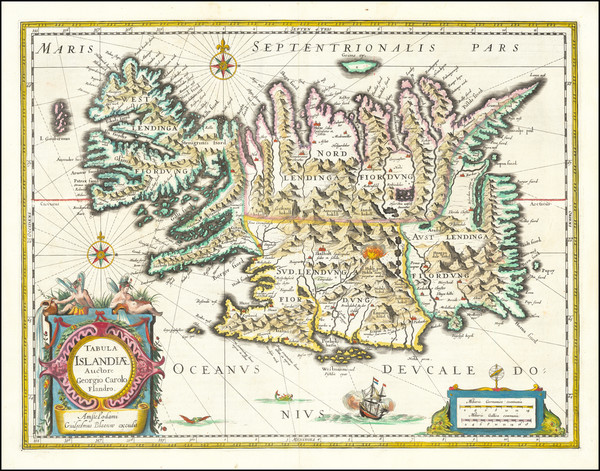 37-Iceland Map By Willem Janszoon Blaeu