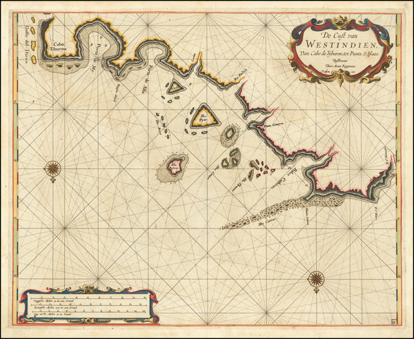 69-Central America and South America Map By Arent Roggeveen / Jacobus Robijn