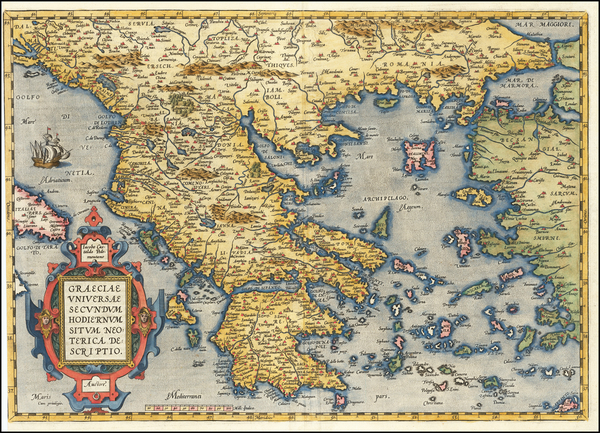 16-Balkans, Balearic Islands and Greece Map By Abraham Ortelius