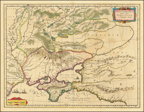 62-Russia, Ukraine and Russia in Asia Map By Willem Janszoon Blaeu