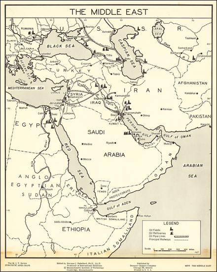 25-Middle East and Arabian Peninsula Map By Norman J. Padelford