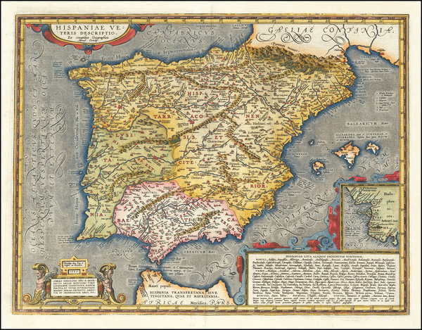 73-Spain and Portugal Map By Abraham Ortelius