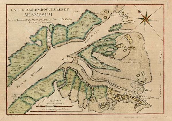 74-South Map By Jacques Nicolas Bellin