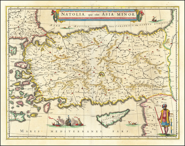 86-Turkey, Cyprus and Turkey & Asia Minor Map By Willem Janszoon Blaeu