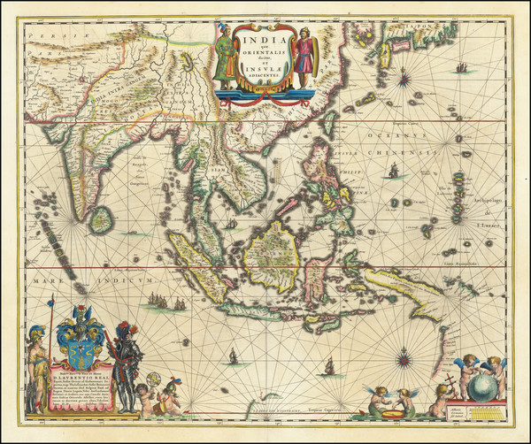 35-China, India, Southeast Asia and Philippines Map By Willem Janszoon Blaeu
