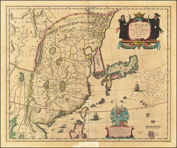 31-China and Korea Map By Willem Janszoon Blaeu