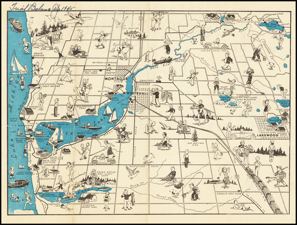 56-Michigan and Pictorial Maps Map By Anonymous