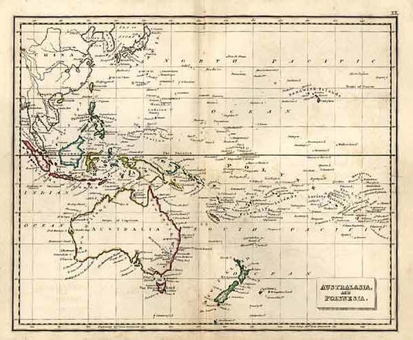 7-World, Australia & Oceania, Pacific, Oceania and New Zealand Map By J.C. Russell & Sons