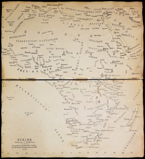 87-Africa and World War II Map By Lehrmittel-Verlag