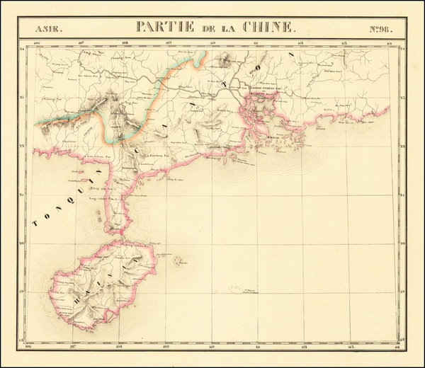 73-China and Hong Kong Map By Philippe Marie Vandermaelen