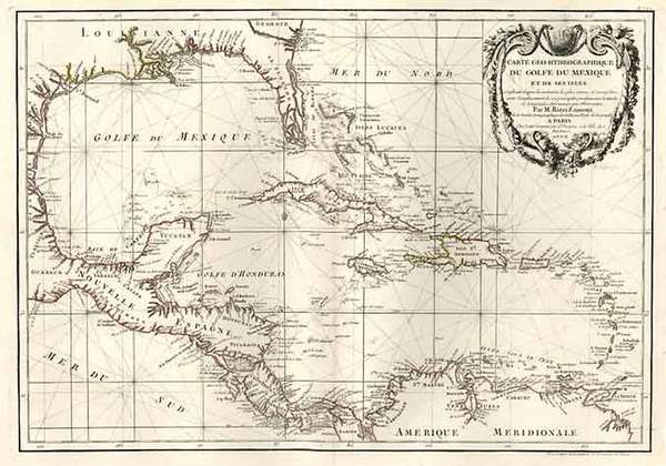 53-South, Mexico, Caribbean and Central America Map By Giovanni Antonio Rizzi-Zannoni