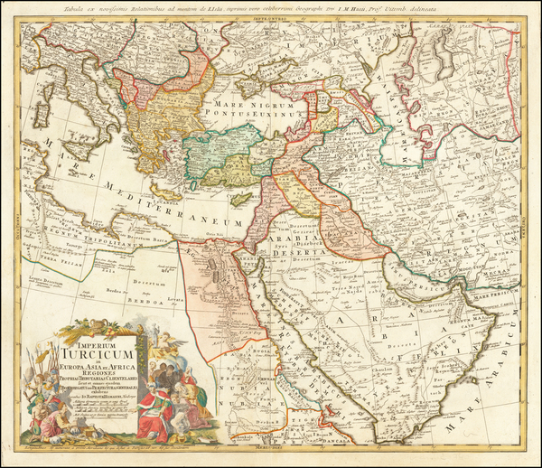 12-Turkey, Middle East and Turkey & Asia Minor Map By Johann Baptist Homann