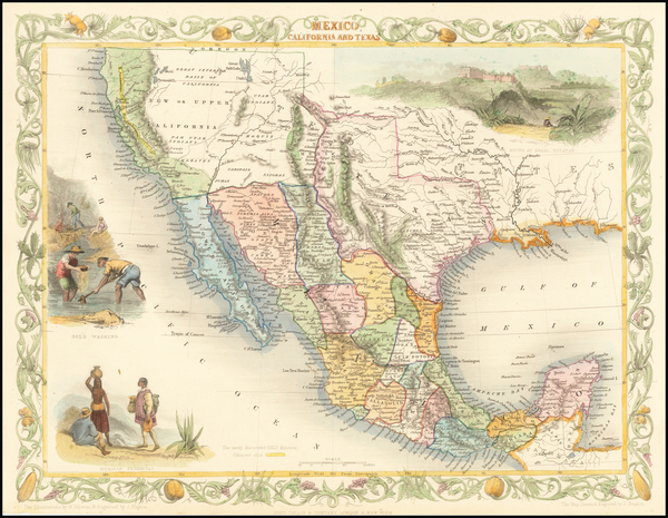 95-Texas, Southwest, Rocky Mountains, Mexico and California Map By John Tallis