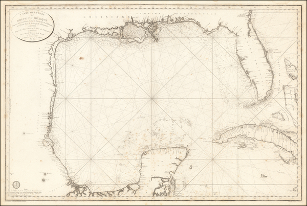 38-Florida, South, Texas and Caribbean Map By Depot de la Marine