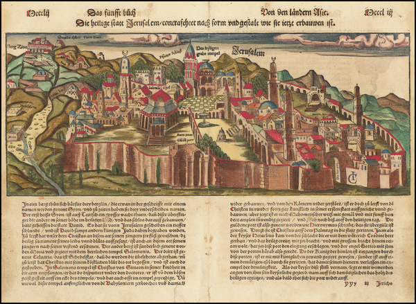 47-Holy Land and Jerusalem Map By Sebastian Munster