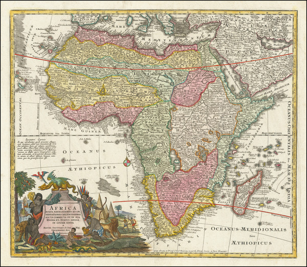 42-Africa Map By Matthaus Seutter