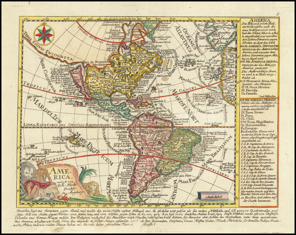 96-California as an Island and America Map By Johann Michael Probst