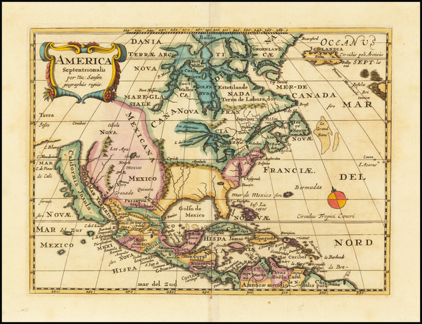 76-Midwest, North America and California as an Island Map By Nicolas Sanson