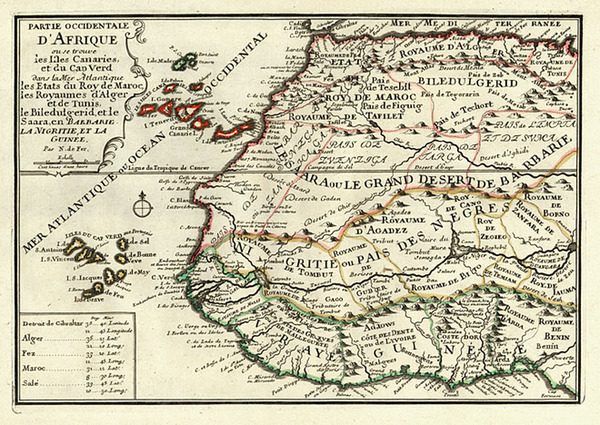 68-Africa and West Africa Map By Nicolas de Fer