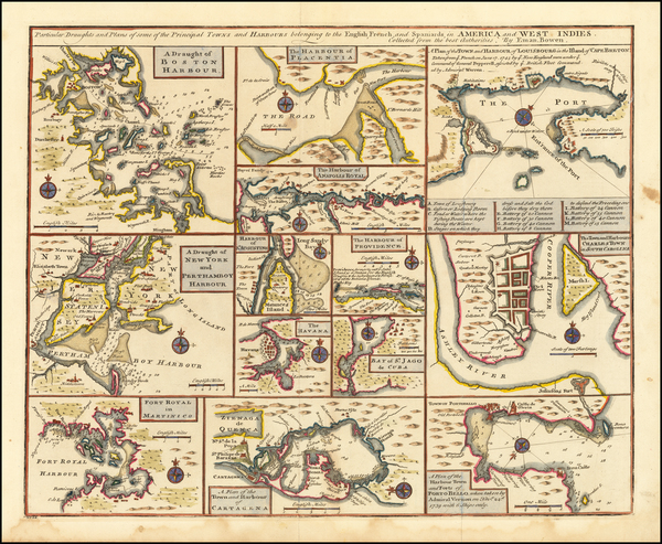 45-United States, Southeast and Caribbean Map By Emanuel Bowen