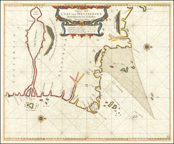 9-Central America Map By Arent Roggeveen / Jacobus Robijn