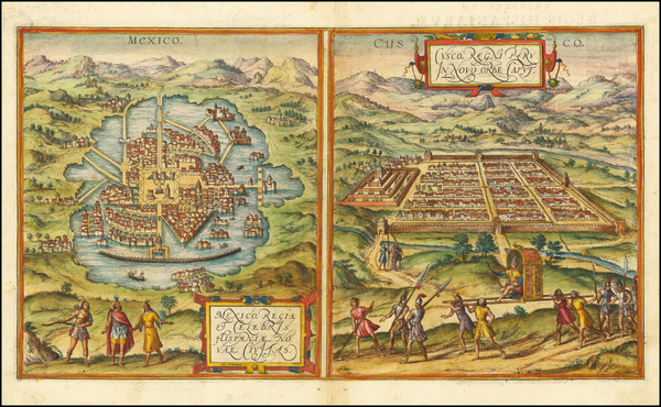 28-Mexico and Peru & Ecuador Map By Georg Braun  &  Frans Hogenberg