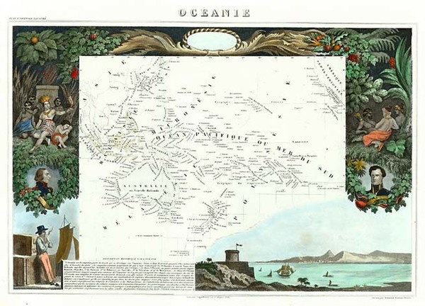 93-Australia & Oceania and Oceania Map By Victor Levasseur