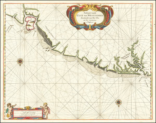 8-Guianas & Suriname Map By Arent Roggeveen / Jacobus Robijn