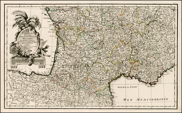 71-France Map By Giovanni Antonio Rizzi-Zannoni