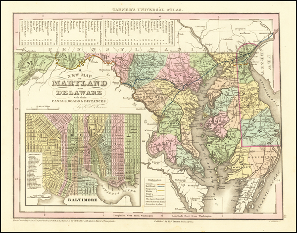 45-Maryland and Delaware Map By Henry Schenk Tanner