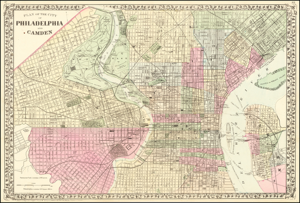 33-Pennsylvania and Philadelphia Map By Samuel Augustus Mitchell Jr.