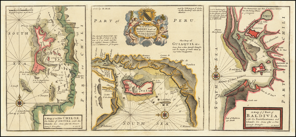 50-Chile and Peru & Ecuador Map By Herman Moll