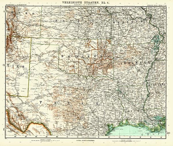 41-Texas and Plains Map By Adolf Stieler