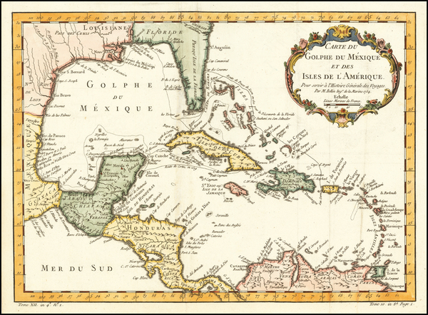 35-Florida and Caribbean Map By Jacques Nicolas Bellin