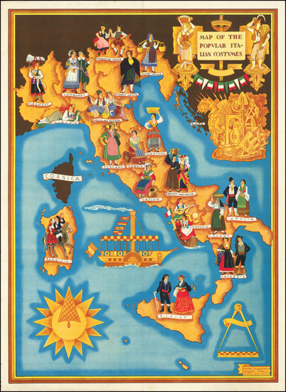 32-Italy, Pictorial Maps and Travel Posters Map By Umberto Zimelli / Emma Calderini