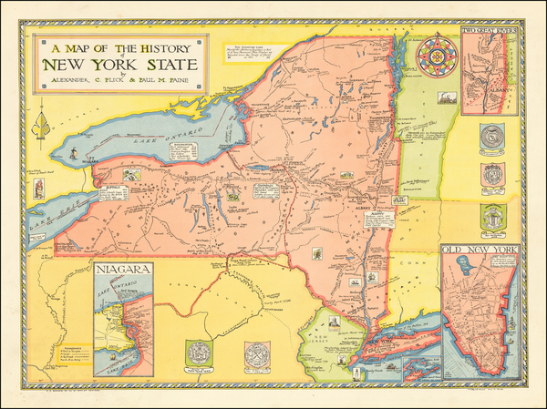 65-New York State and Pictorial Maps Map By Paul M. Paine  &  Alexander C Flick