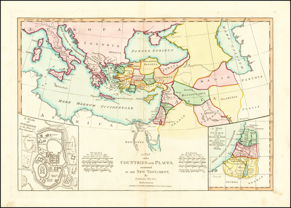 87-Mediterranean, Central Asia & Caucasus, Middle East and Holy Land Map By Samuel Dunn